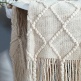 White Knitted Tassels- Throw Blanket